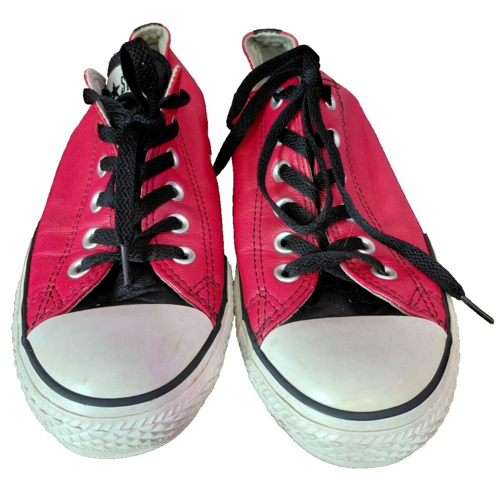 Converse CTAS Low Top Personalized Red Leather Sneakers W8.5/M6.5
